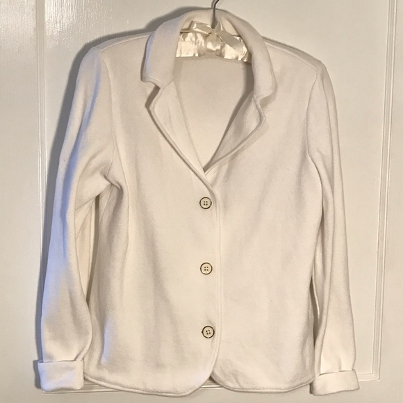 Talbots Jackets & Blazers - Talbots Crisp White 100% Cotton Coatigan Blazer with Button Detail